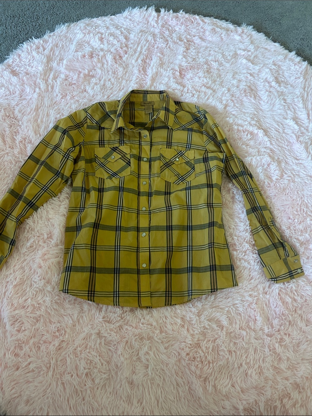 Wrangler Yellow Plaid Western Snap Shirt